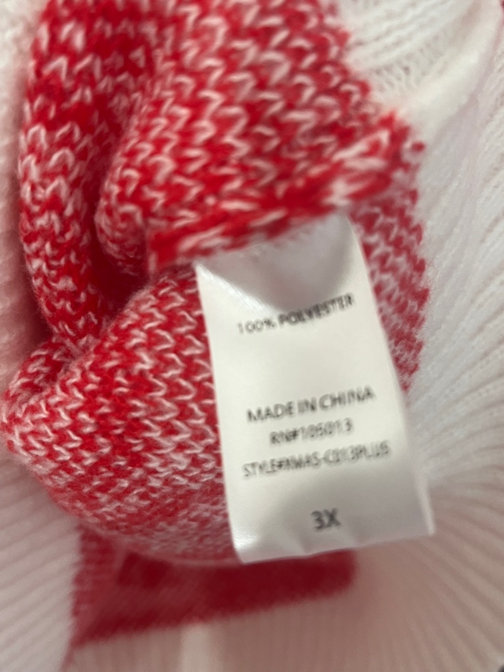 Scarlett Red and White Holiday Fair Isle Crewneck Sweater - Picture 4 of 4